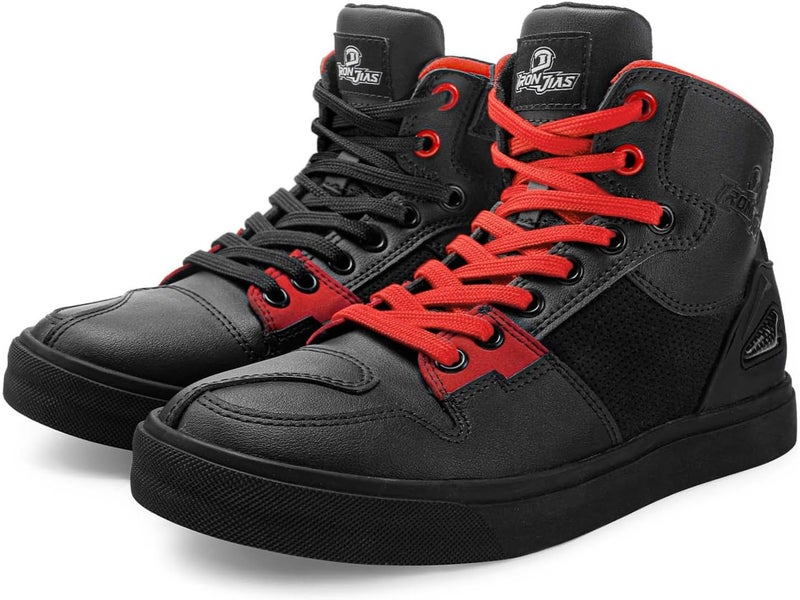 Grapelet Motorcycle Shoes for Men, Anti-Skid Motorcycle Riding Shoes Motocross Protective Boots with Side Zipper, Ankle Support Black,10 - Image 1